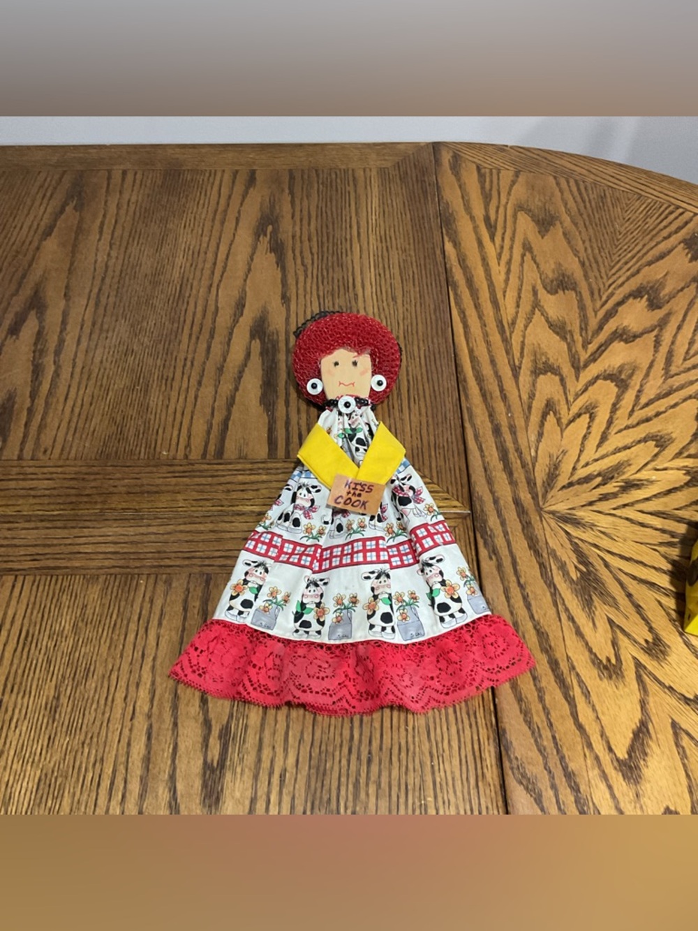 Handmade Red-Cream Cow Print Kitchen Spoon Doll | Kiss the Cook